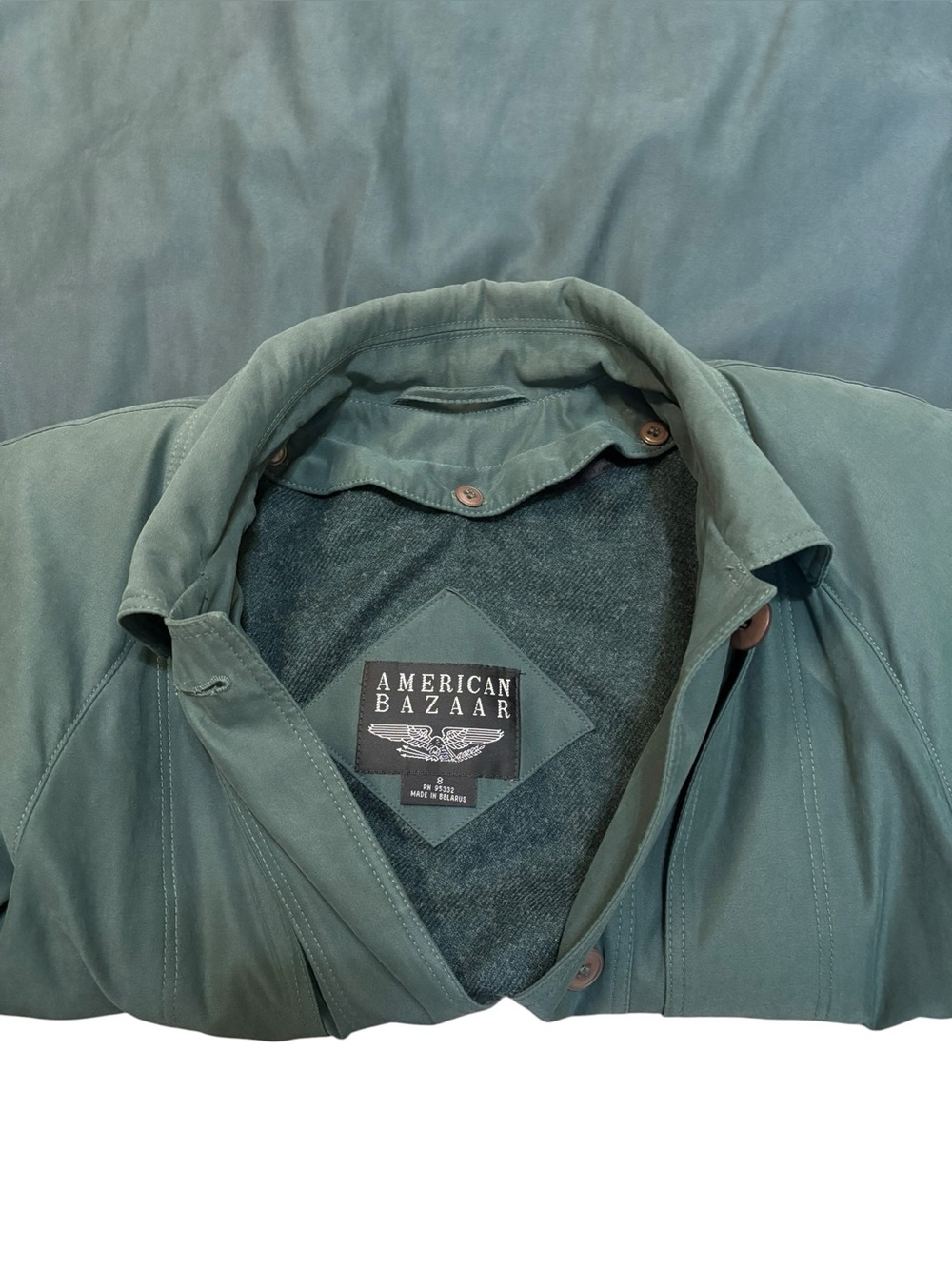 Amazing vintage American Bazaar Green lined long trenchcoat size 8 - Picture 12 of 14